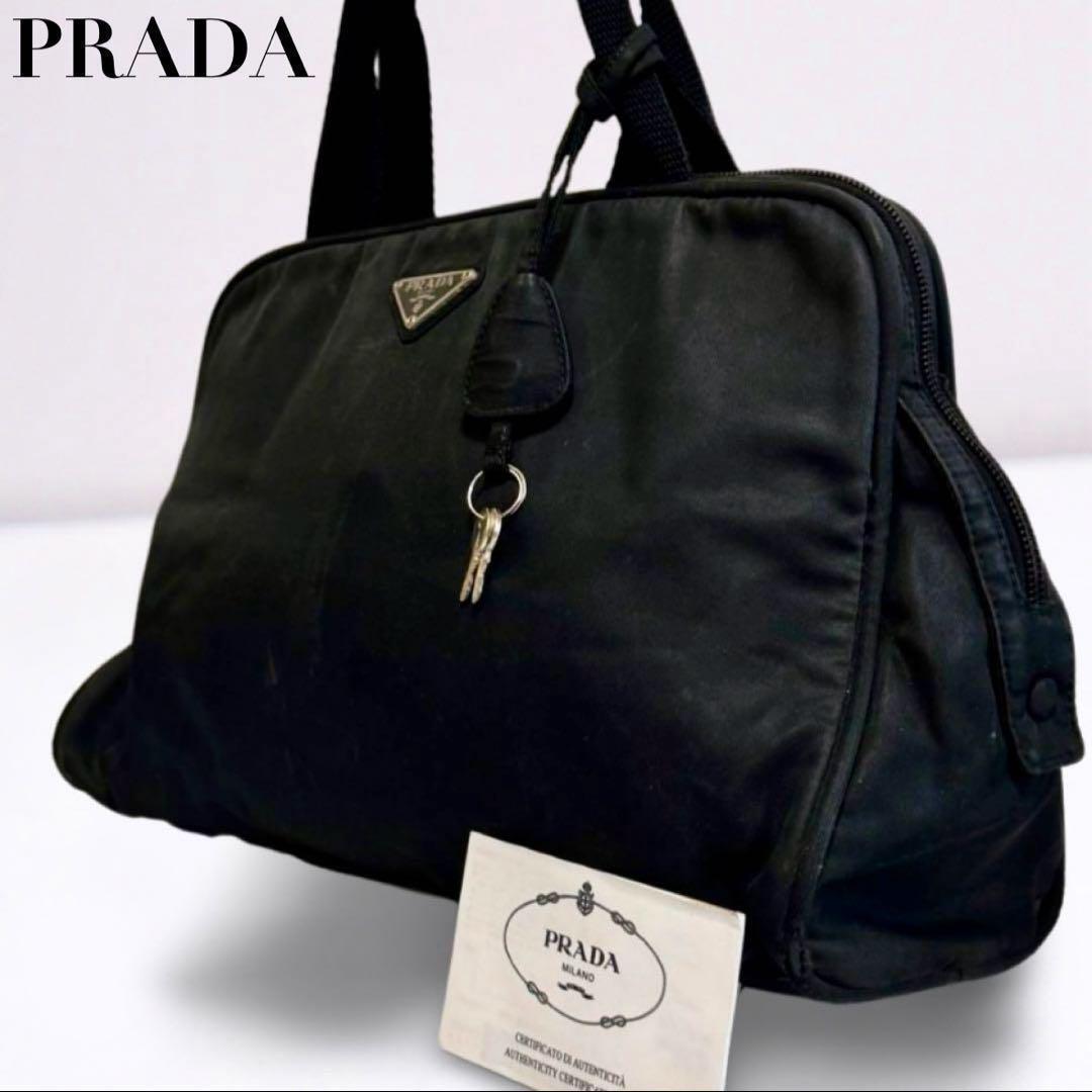 PRADA プラダ ナイロン レザー ミニボストンバッグ ブラック | Shop at