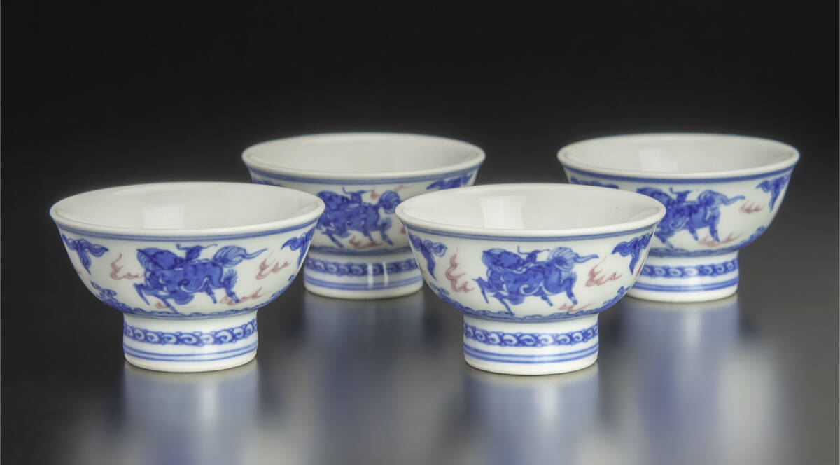 蛍手 中国古玩 煎茶碗 五客 唐物 青華 煎茶道具 康熙年製 公式通販 6 