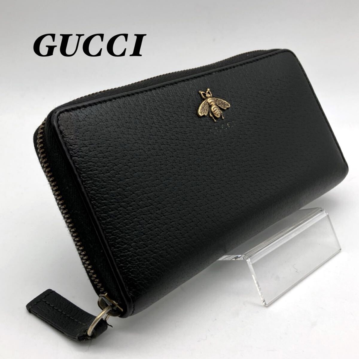 ☆中古美品 GUCCI グッチ マイクロ シマ ラウンドファスナー ジップ 長