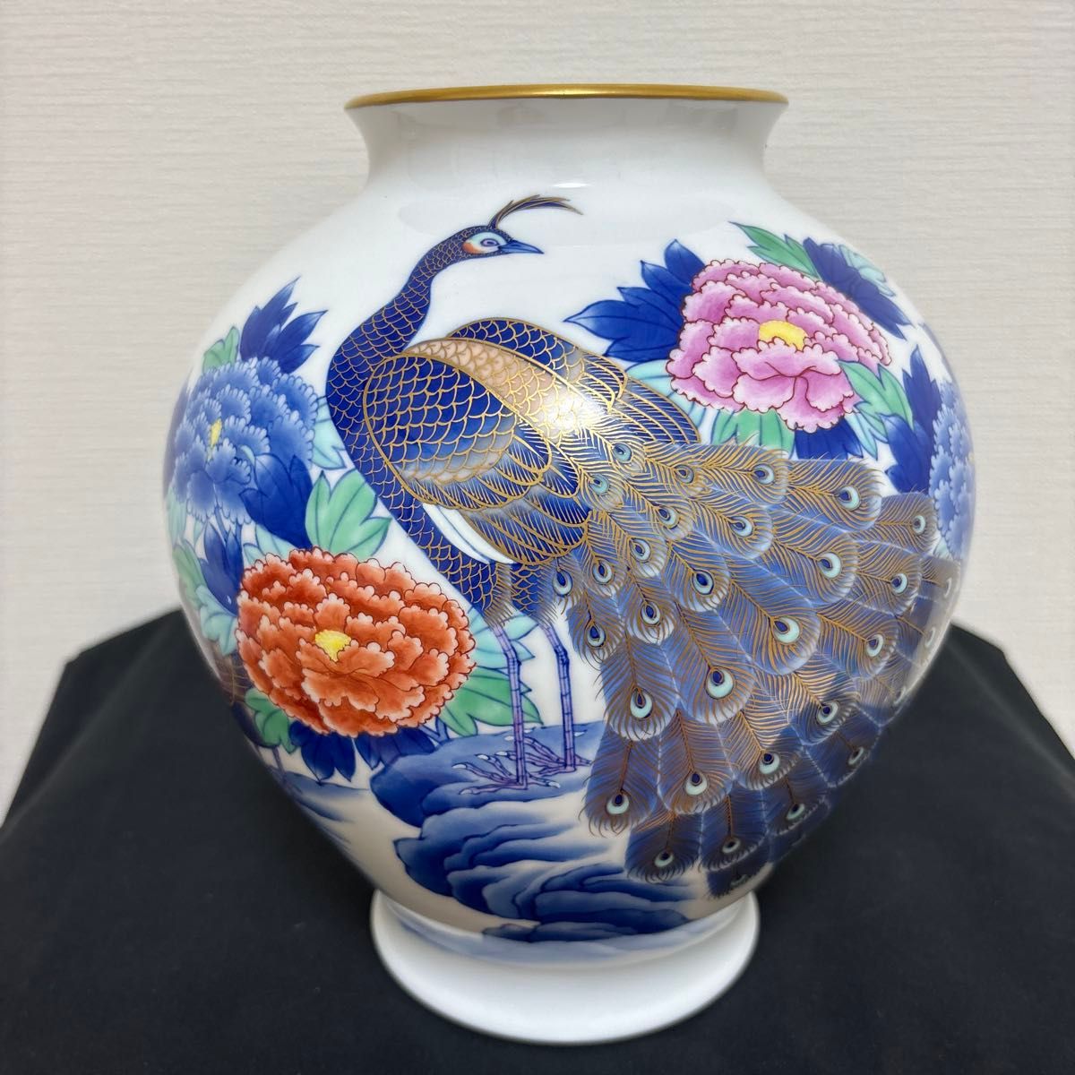陶器 有田焼 香蘭社 花器 花瓶 蔦 金彩 壺 花生 花入 フラワーベース