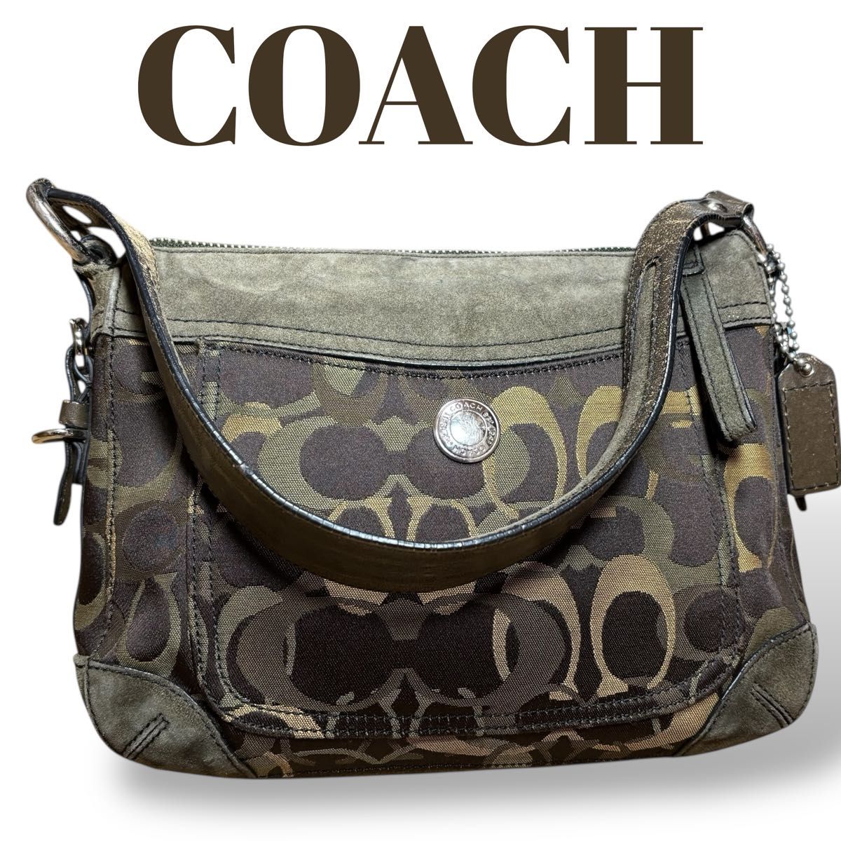 コーチ　ワンショルダーバッグ　ハーフムーン　ミニシグネチャー　キャンバス　y2k COACH コーチ ミニシグネチャー ワンショルダーバッグ ハーフムーン