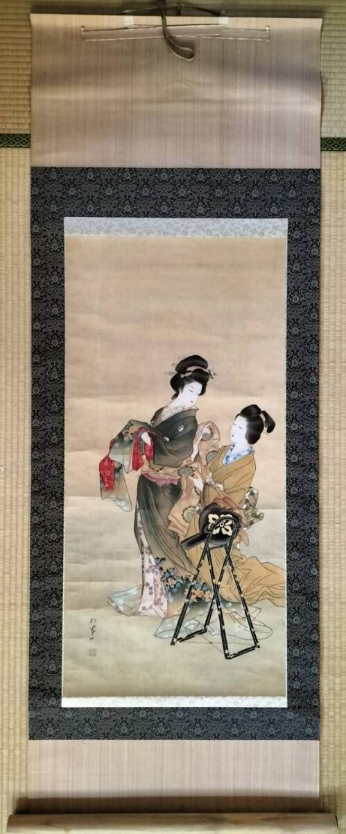 【真作】　樋口辰志 「 朝爽（竹生島） 」　6号　日本画　共シール　BK096 真作】 樋口辰志 「 朝爽（竹生島） 」 6号 日本画 共シール BK096