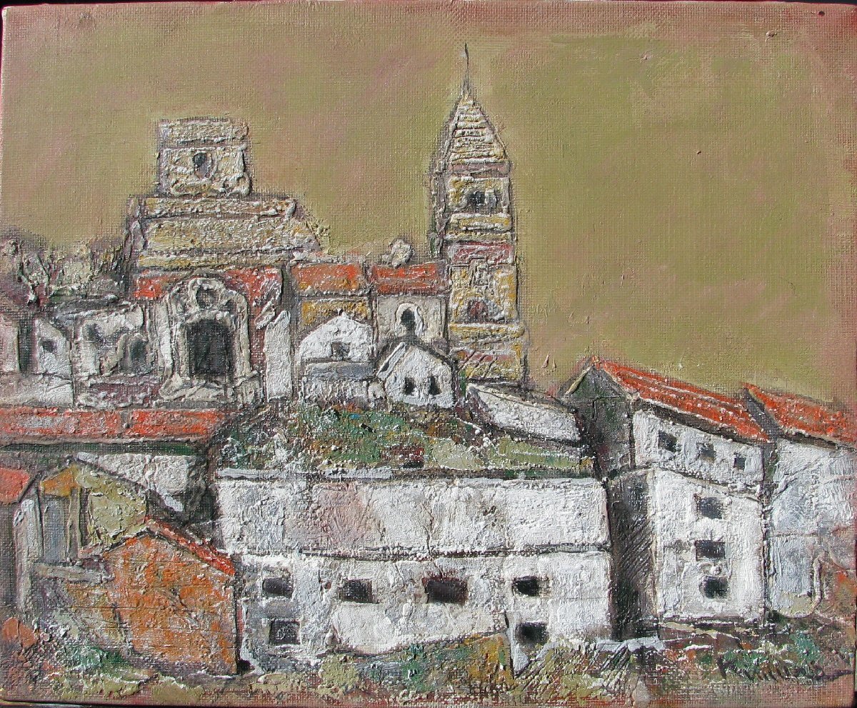 真作】絵画 油彩 農村の人々を描く群像画 収穫のリズム 働く光景