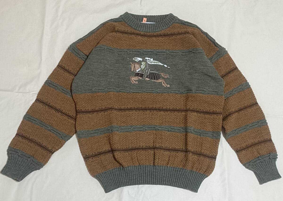 バーバリー エルボーパッチ コットン カシミヤ ニット XL 赤 4020042