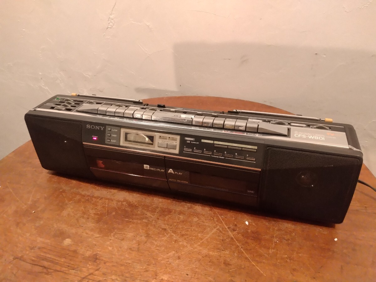 昭和レトロ SONY CFS-W50 ラジオカセットレコーダー 箱付き レッド 