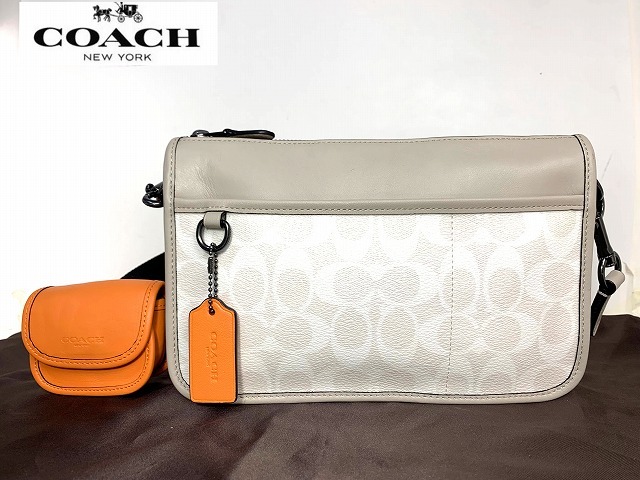 極美品】COACH PVC クロスボディバッグ ハドソン シグネチャー コーチ