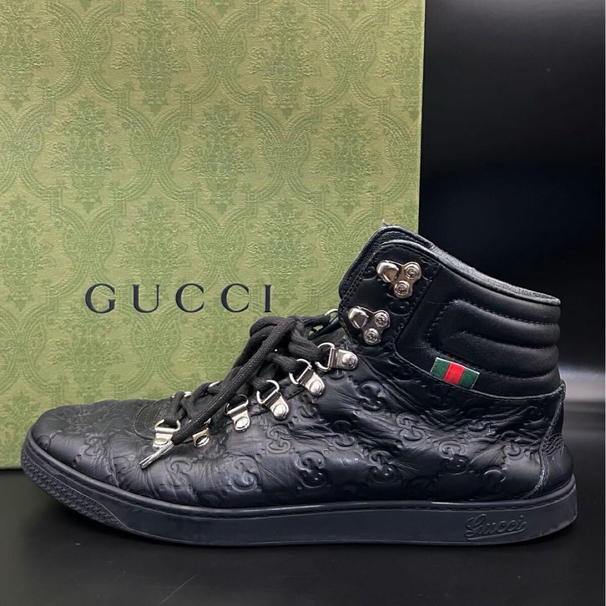 定価192500円　gucci グッチ　サイドジップブーツ　ブラック　レザー 定価192500円 gucci グッチ サイドジップブーツ ブラック レザー 正規