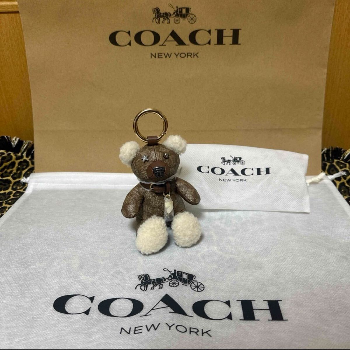COACH コーチ キーホルダー キーリング シグネチャー柄 ブラウン
