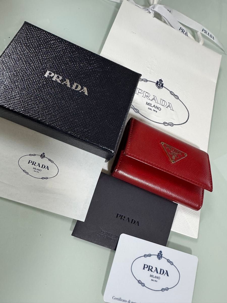 PRADA プラダ キーケース サフィアーノ オレンジ 三角ロゴ | Shop at