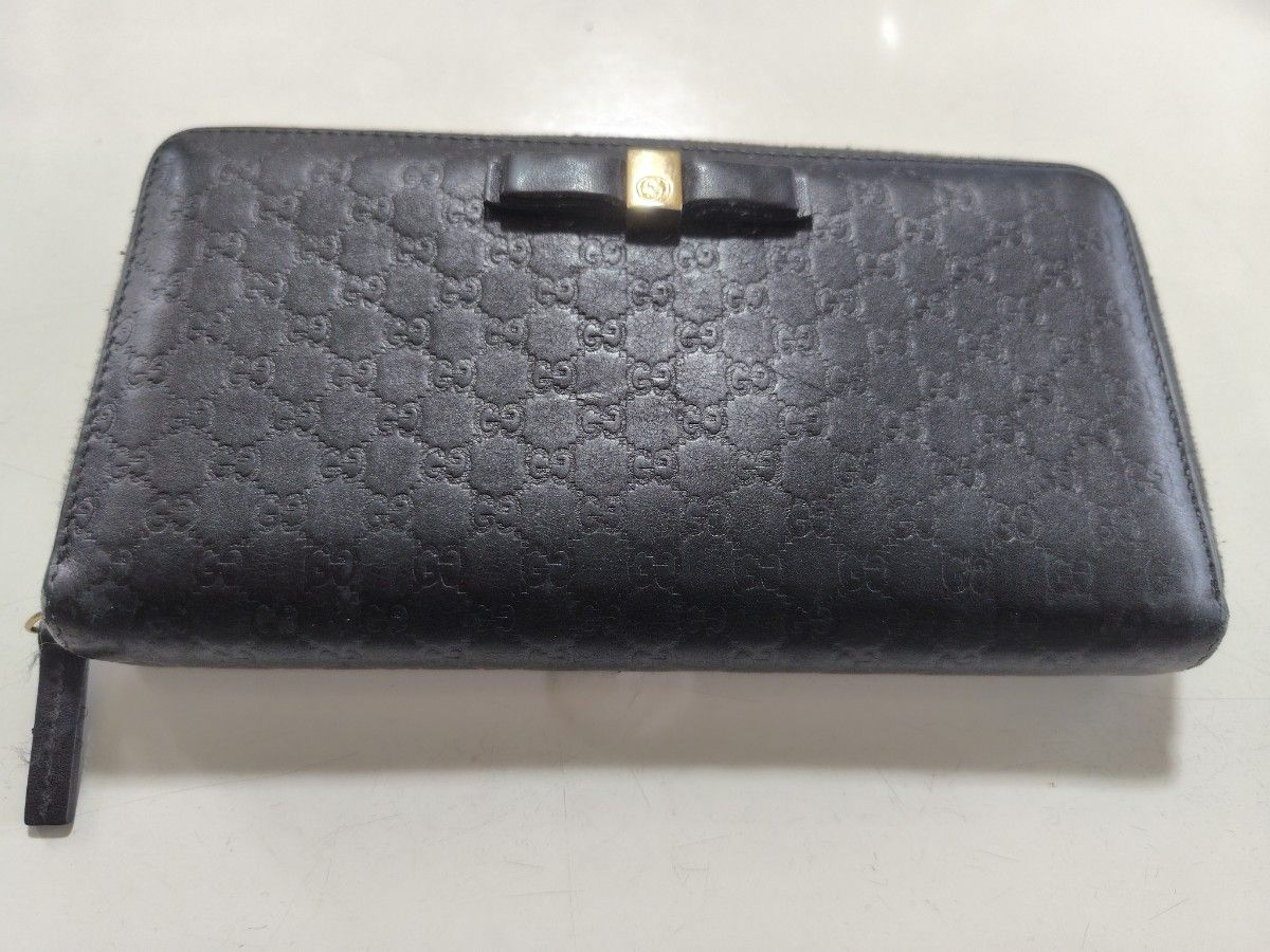 美品】GUCCI グッチ 長財布 マイクロ シマ ラウンドファスナー