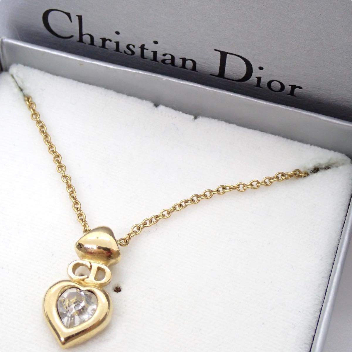 Dior ディオール ネックレス ハート CDロゴ ラインストーン ゴールド