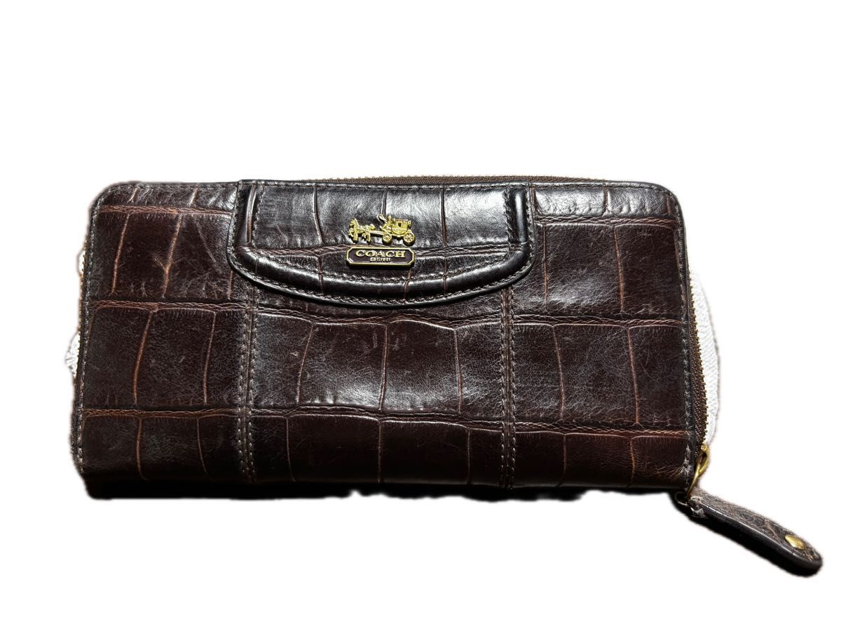 COACH コーチ ラウンドジップ長財布 メタル シャンパンゴールド 多収納