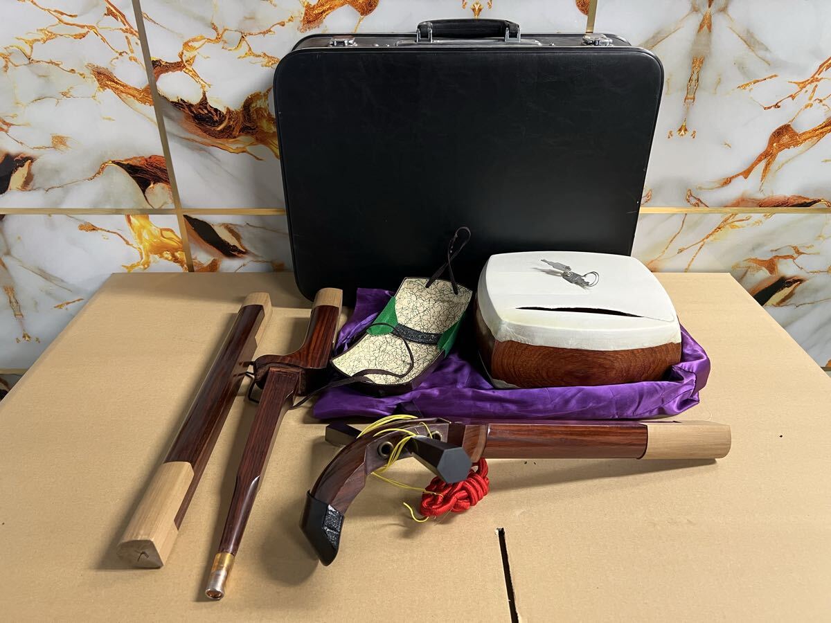 中棹三味線】紫檀 鳩胸 丸打ち胴 状態良好/M470 ✨美品✨津軽