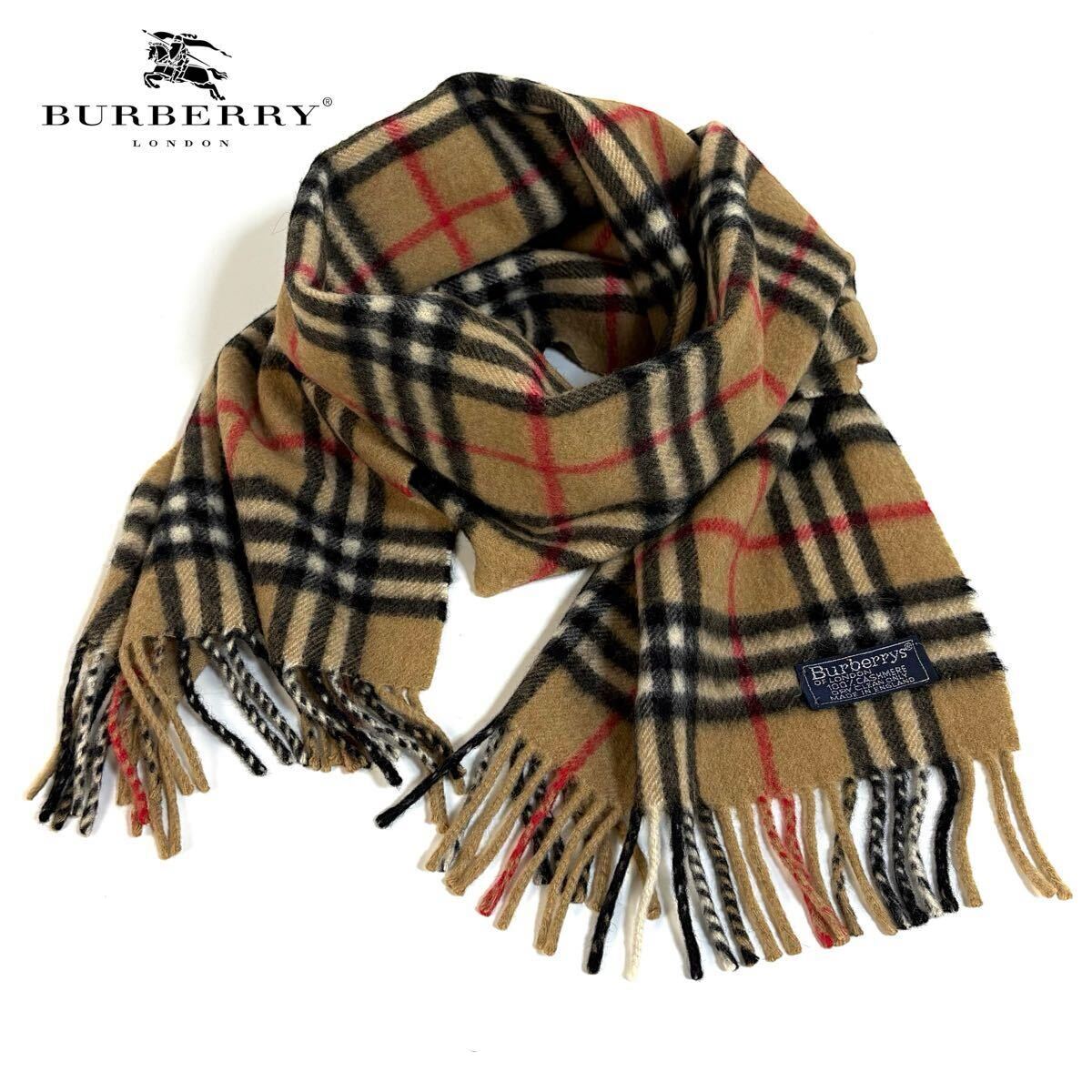 美品 Burberrys カシミヤ100 ノバチェック マフラー グレー 英国製 BURBERRY（バーバリー） チェック柄 カシミア100％ マフラー グレー系