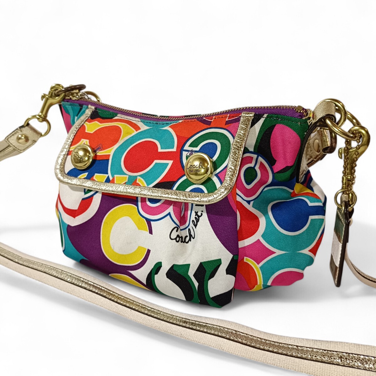 極美品 COACH コーチ ショルダーバッグ 2way カラフル 斜め掛け コーチ 