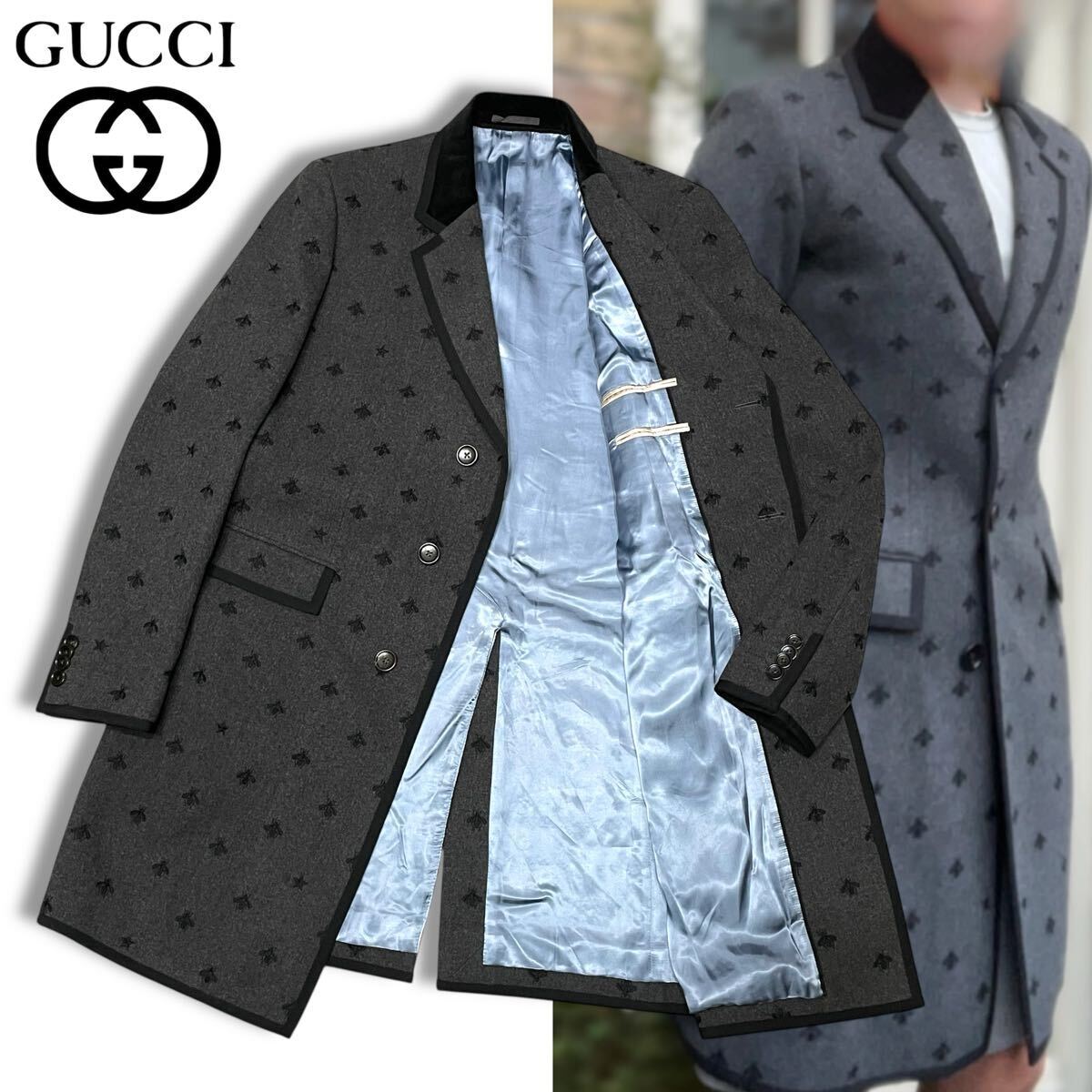 XL相当 美品◎ GUCCI グッチ 現行タグ オーバーコート チェスター XL相当 美品◎ GUCCI グッチ 現行タグ オーバーコート チェスター