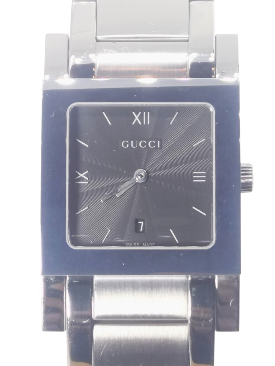 美品】 GUCCI グッチ 3600M スクエア ブラック文字盤 腕時計 クォーツ