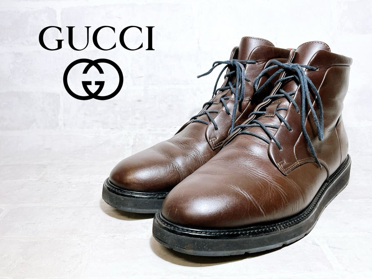 GUCCI グッチ ホースビットチャッカブーツ レザーローファー 黒 UK6 