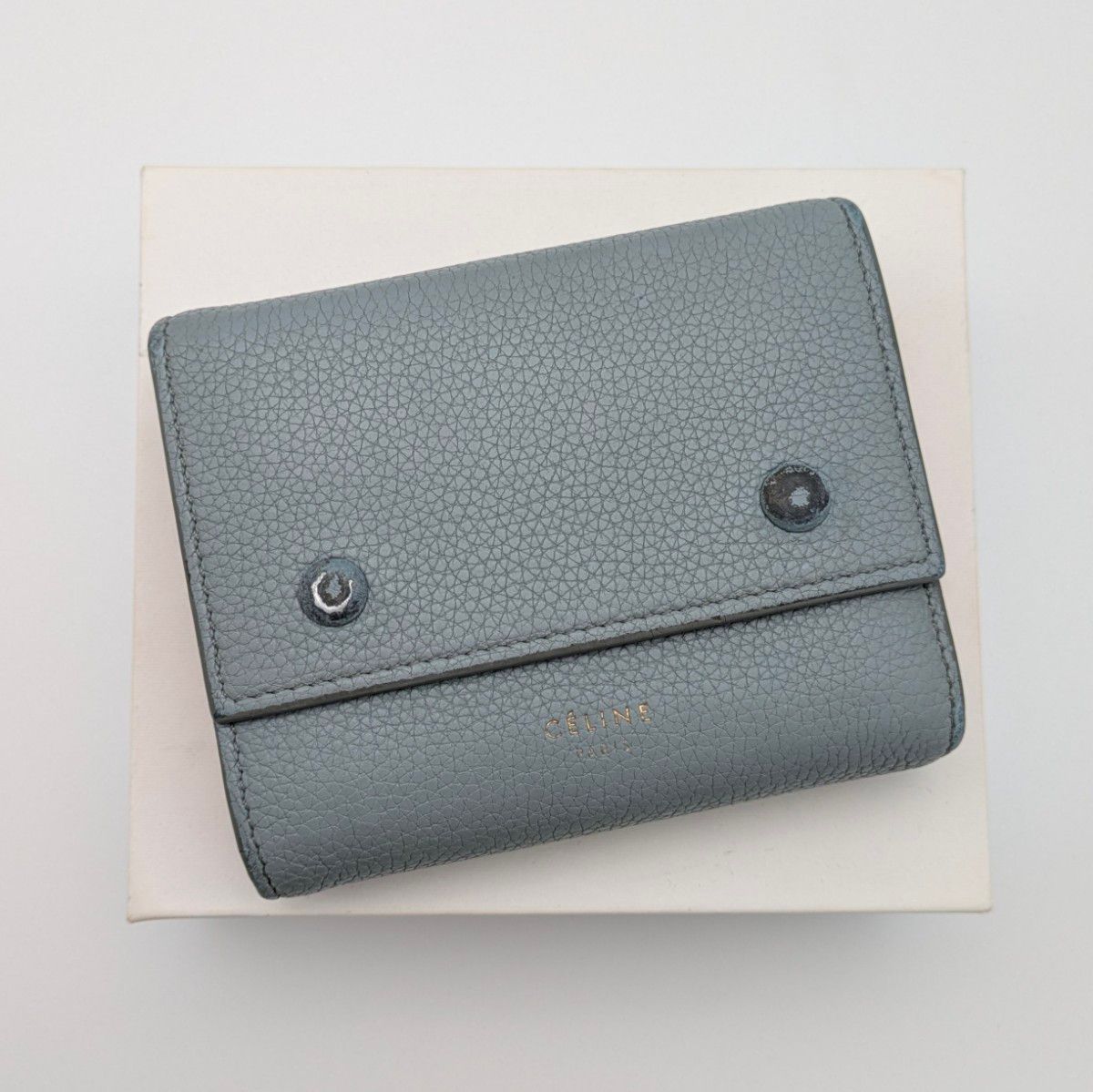 CELINE 三つ折り財布 マルチファンクション バイカラー グレー×レッド