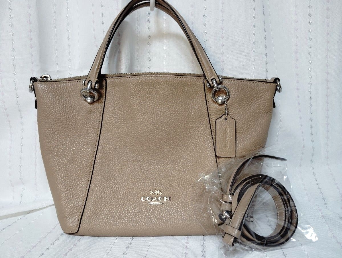 COACH コーチ パンチングレザー 2WAY ショルダーバッグ ベージュ 