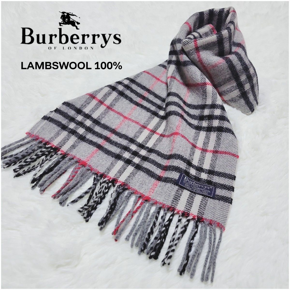 美品 BURBERRY バーバリー ラムウール 100％ マフラー ノバチェック BURBERRY - バーバリーズ ラムウール ショートマフラー 長さ133cm位