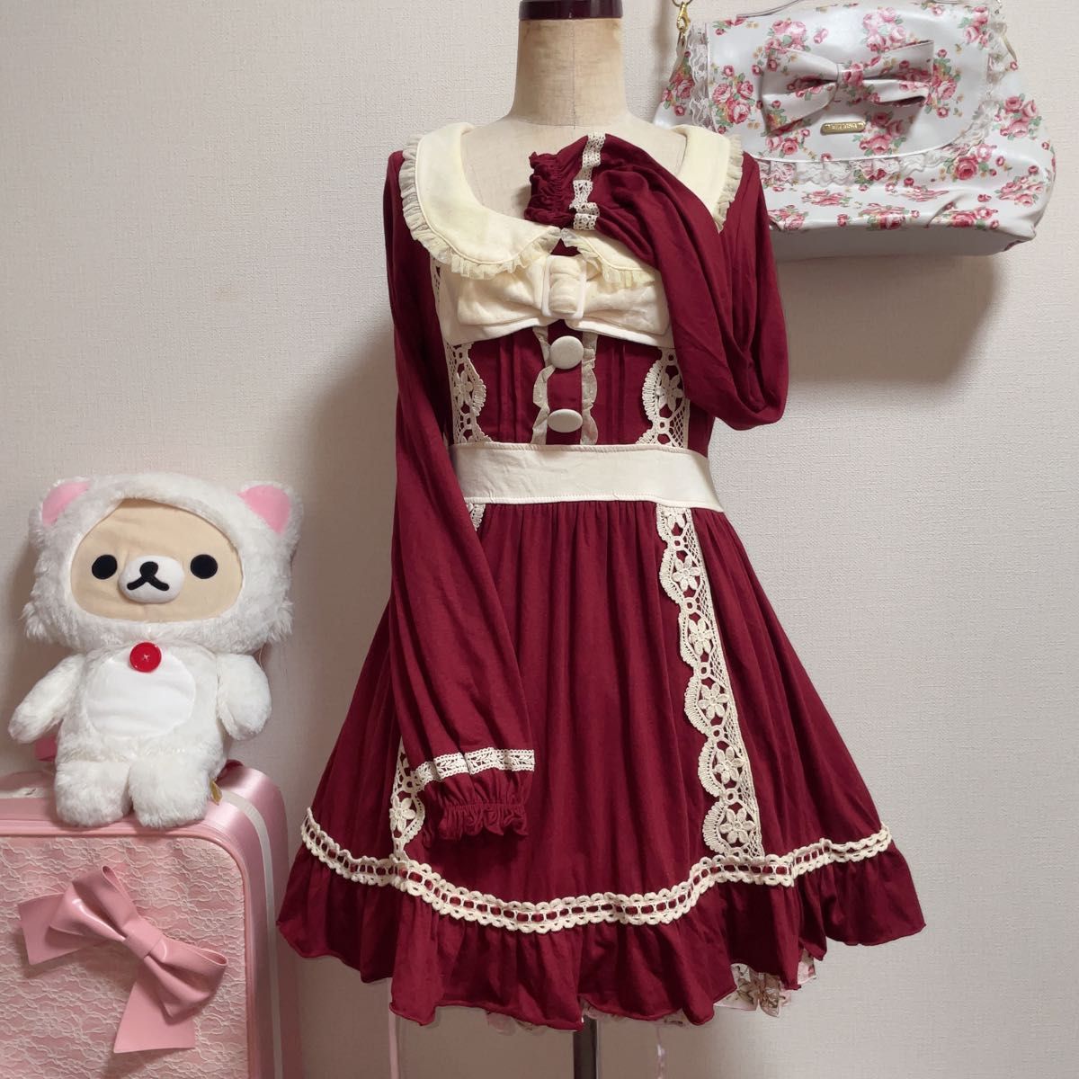 レディース 新品 LIZLISA ローズ柄 2WAYオフショルワンピ姫ギャル 平成