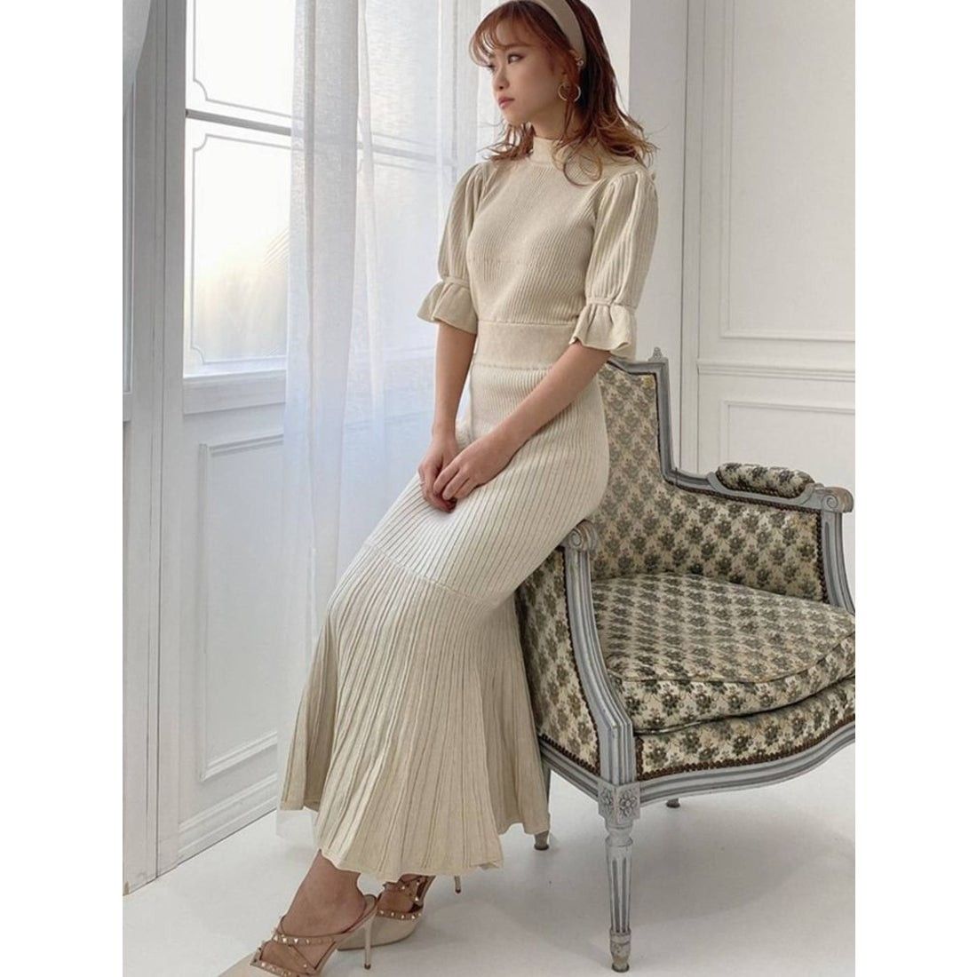 美品】Max Mara マックスマーラ ロング丈 ワンピース カシミヤ ニット  