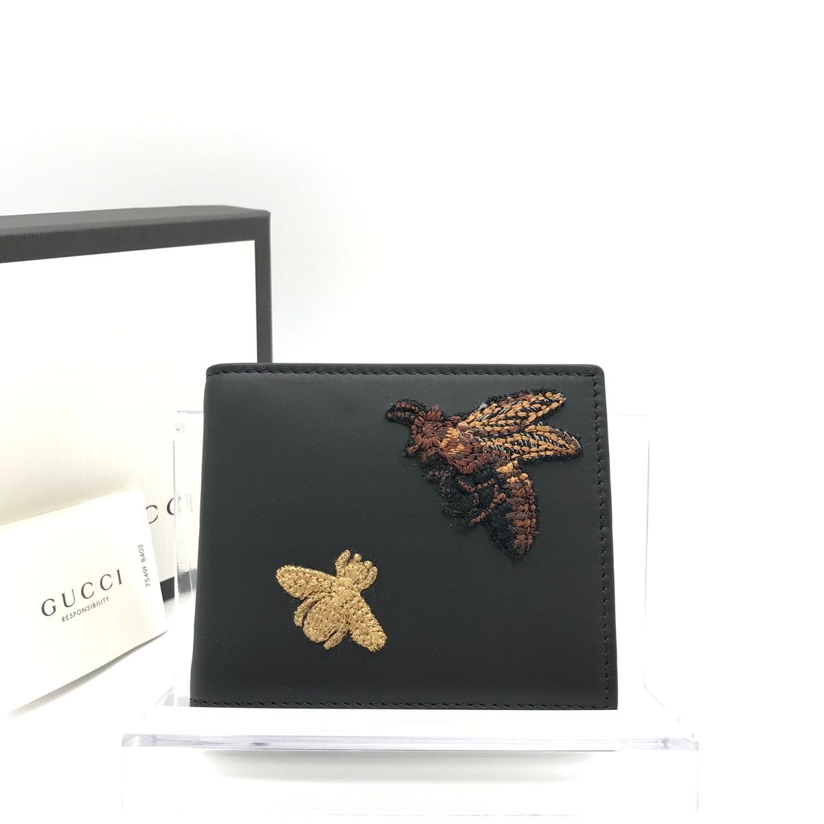 希少 グッチ GUCCI 財布 長財布 アニマリエ 刺繍 蜂 ラウンド 