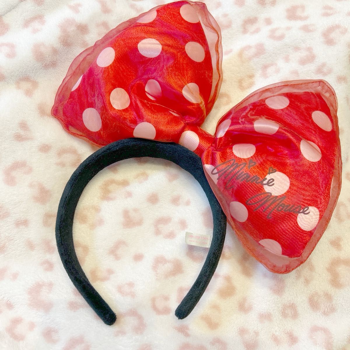 ディズニー ミニーマウス リボン水玉カチューシャ ピンク | Shop at