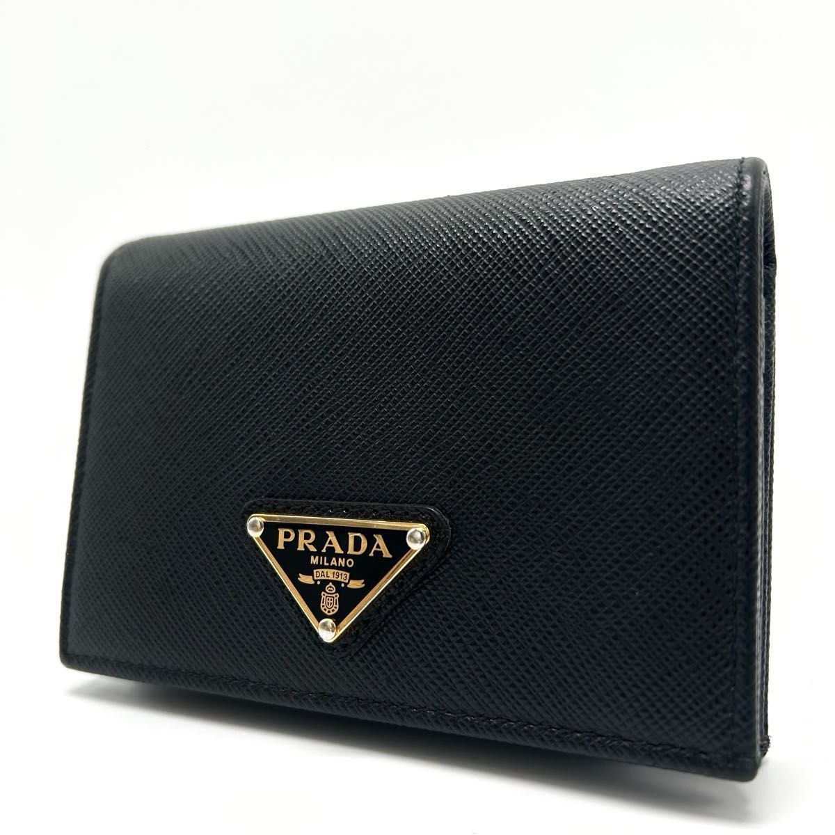 クリーニング済み】 PRADA プラダ 長財布 サフィアーノ フラップ 三角