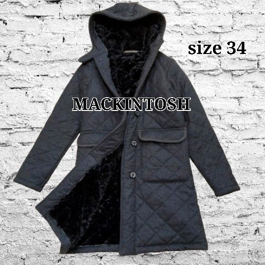 美品 MACKINTOSH (34) フーディー ボアコート キルティング 紫 