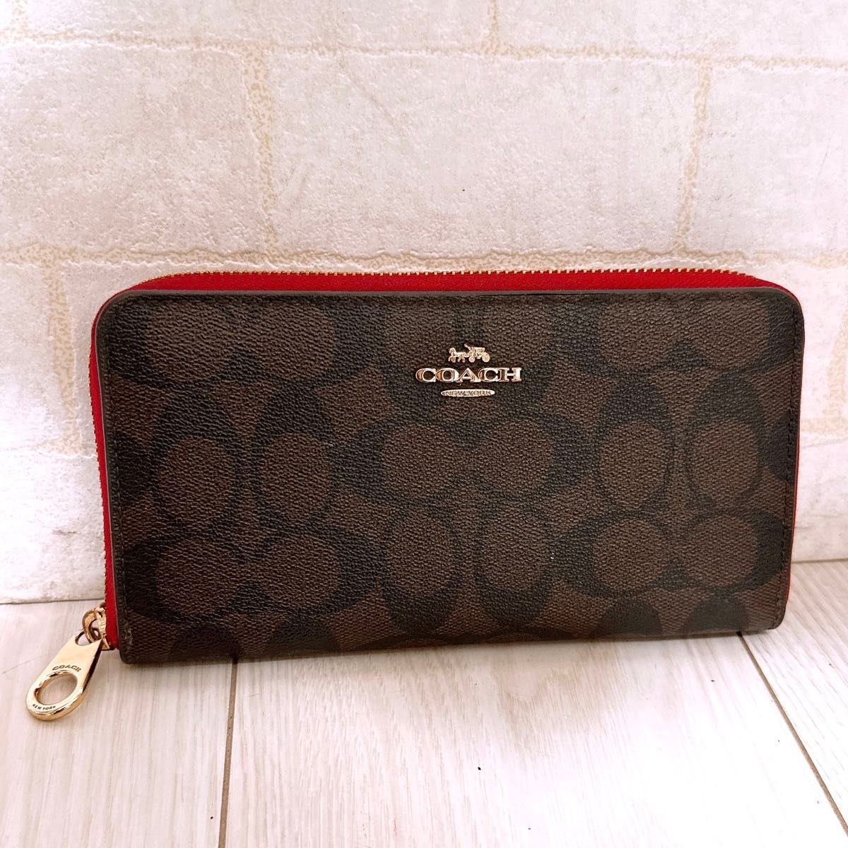 コーチ COACH 長財布 財布 ウォレット オレンジ色 レディース 