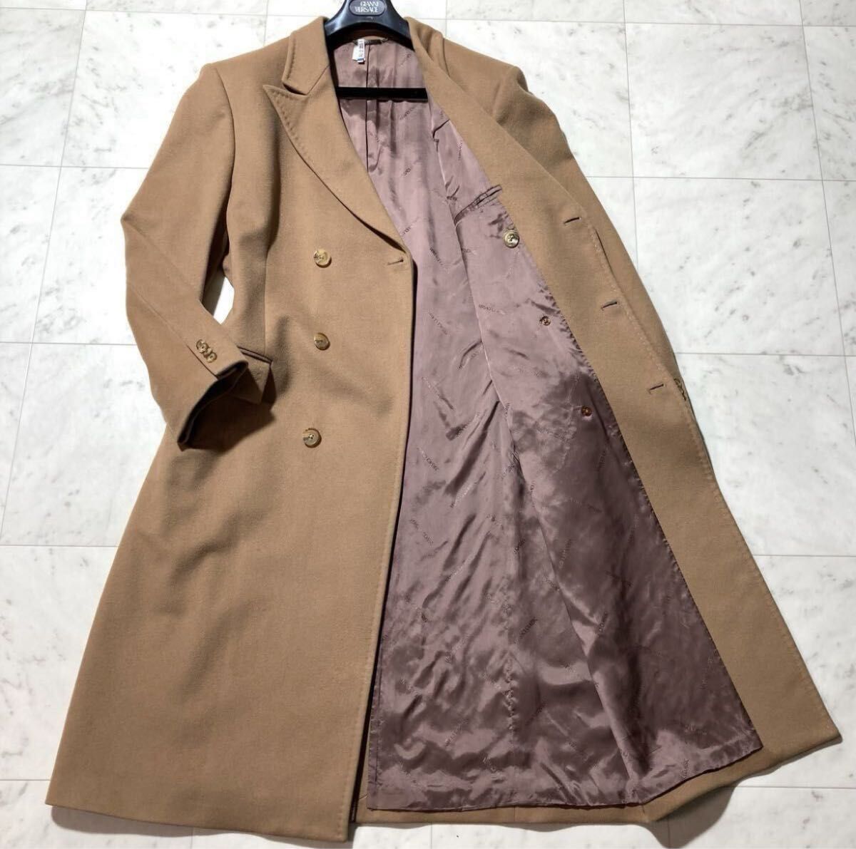 極美品 神々の繊維 VICUNA ビキューナ ダブルチェスターコート 極上