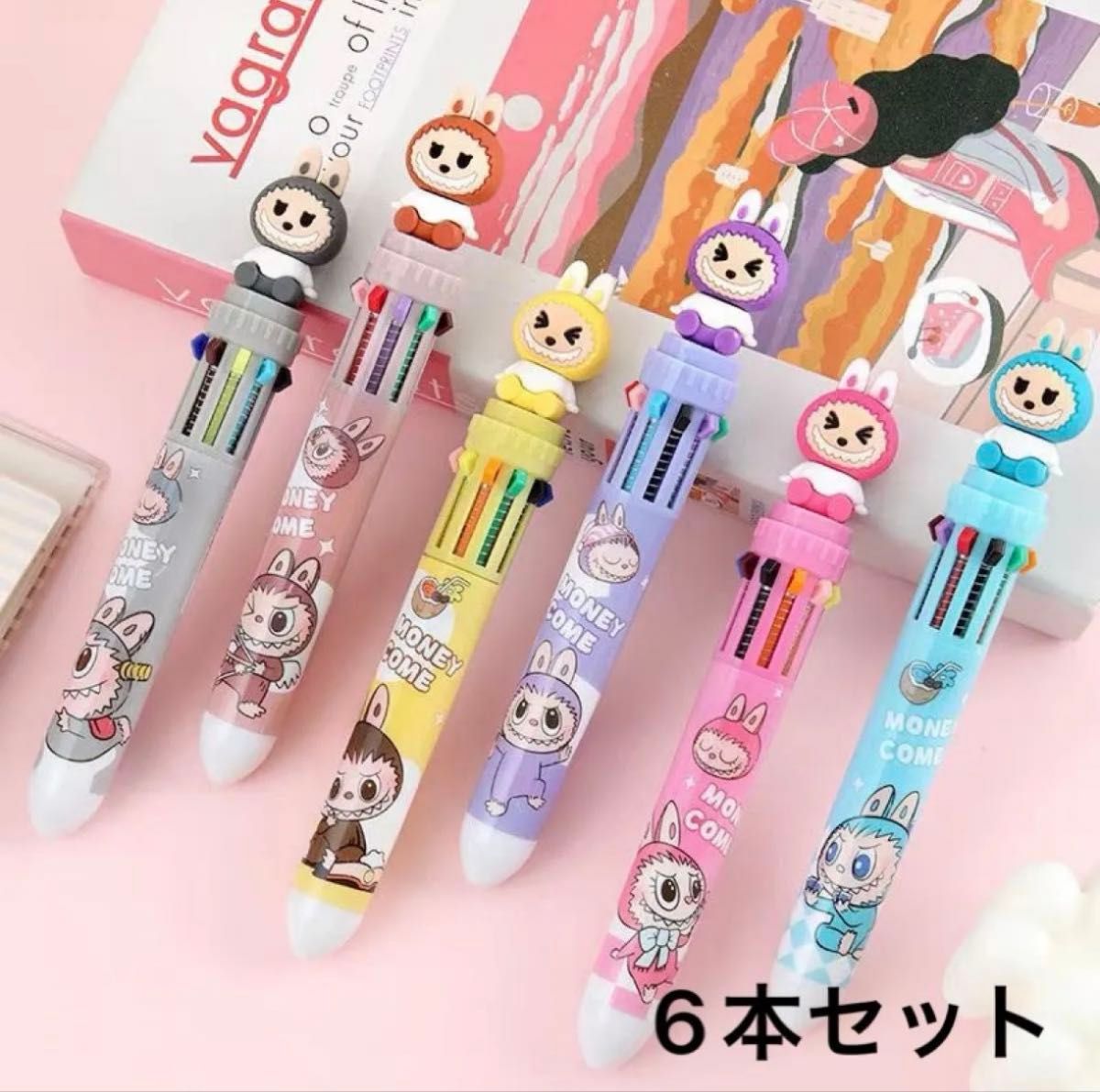 送料無料 ラブブ ボールペン 6本セット キャラクター 文房具 LABUBU