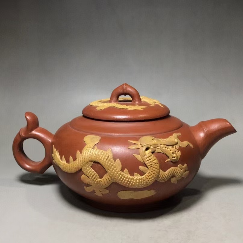 収蔵品 古紫砂 作者：燕庭 品名【大石榴】朱泥 段泥 茶壺 紫砂壺 急須