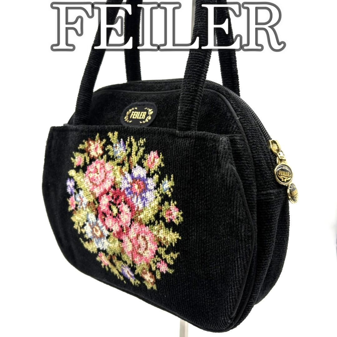 FEILER フェイラー ショルダーバッグ 花柄 シュニール織？ワン