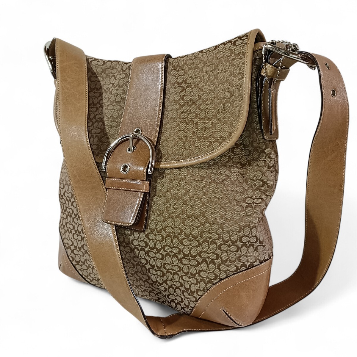 COACH シグネチャー コーチ レザー ワンショルダーバッグ キャンバス