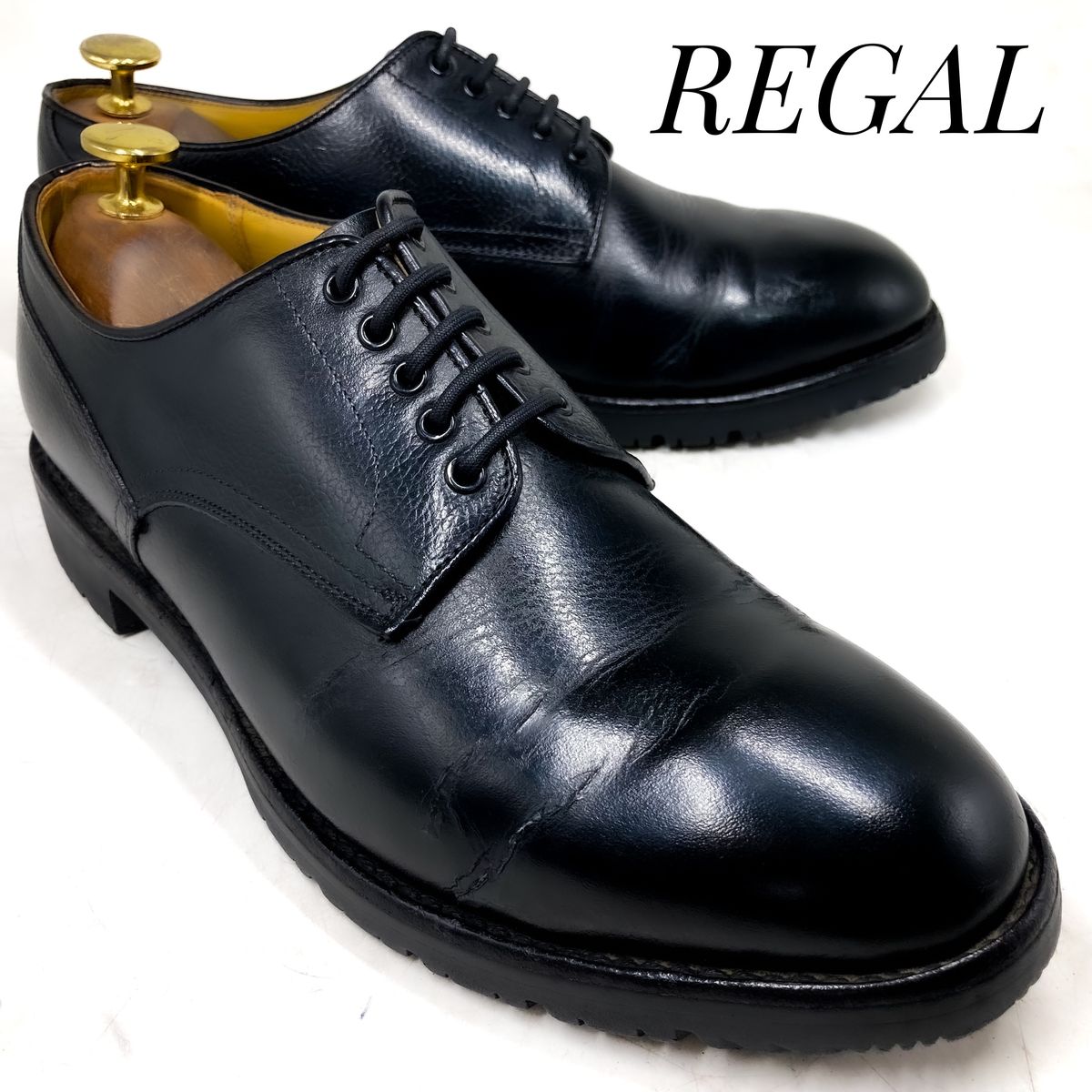 REGAL リーガル〈JU13〉ビジネスシューズ（25）プレーントゥ 革靴 黒