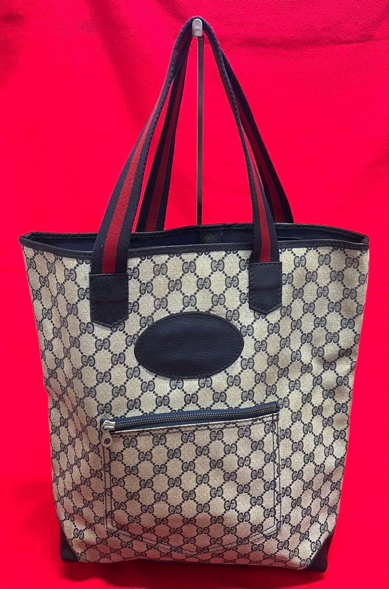 美品本物 GUCCI グッチ ナイロン　本革　カバン　バッグ　トート　大容量　黒 本物.美品】 GUCCI グッチ 革×ナイロン トート バッグ カバン 通勤通学