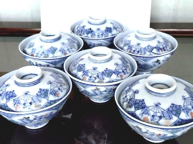 染付 陶器 和食器 蓋茶碗 骨董 古伊万里 茶碗 時代物 | Shop at
