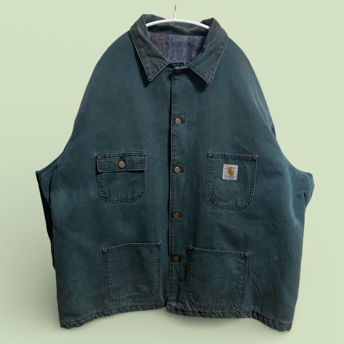 90s Carhartt デニム チョアコート カバーオールフェード 古着 ボロ
