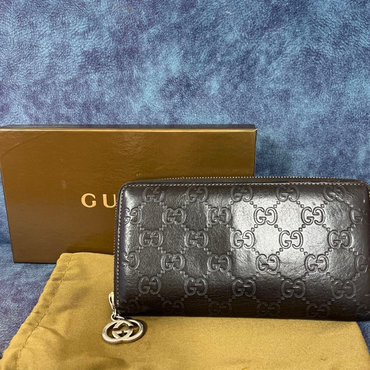超良品‼️ グッチ GUCCI 財布 長財布 シマレザー ラウンドファスナー