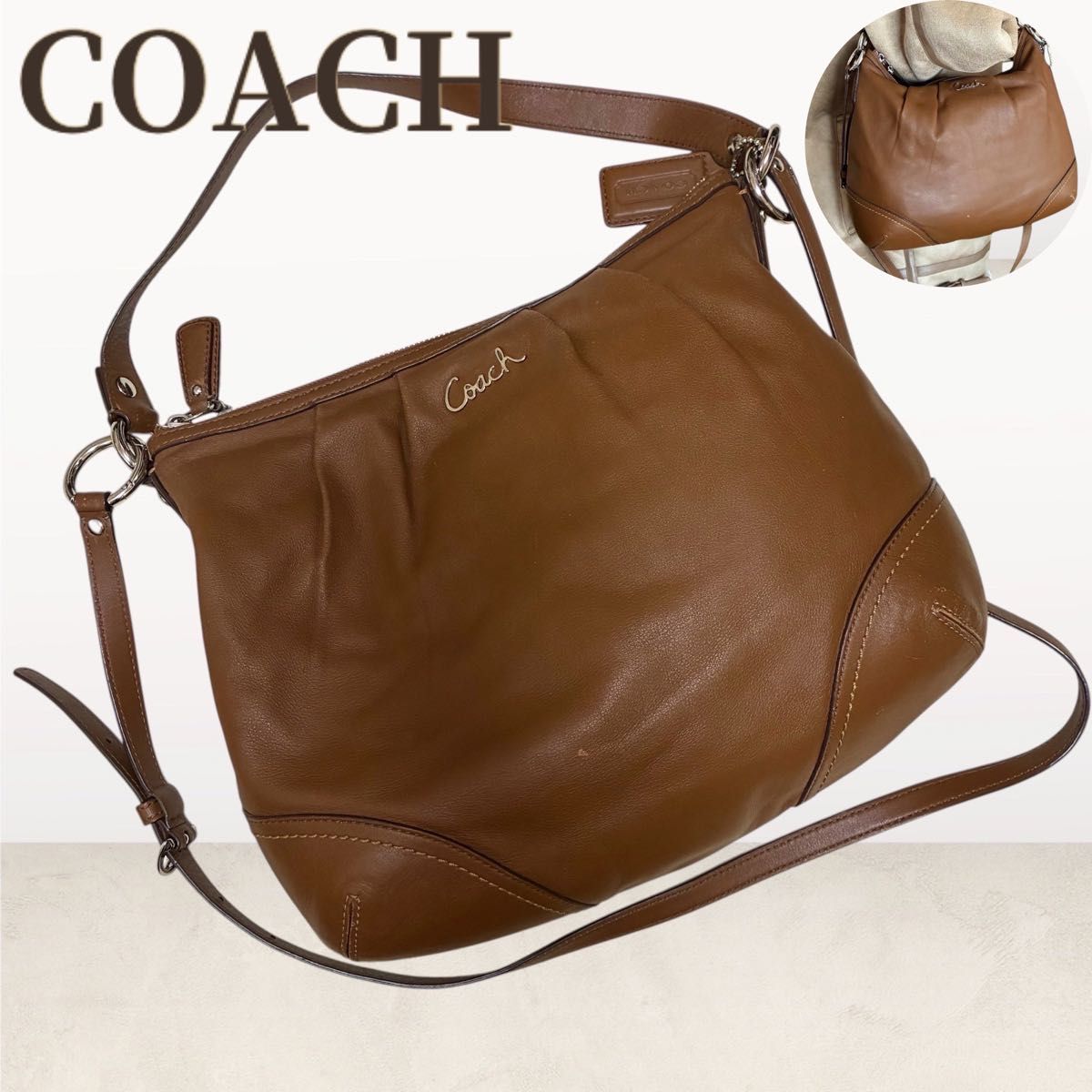 USA製 オールドコーチ COACH レザー ショルダー付き ハンドバッグ 2way 