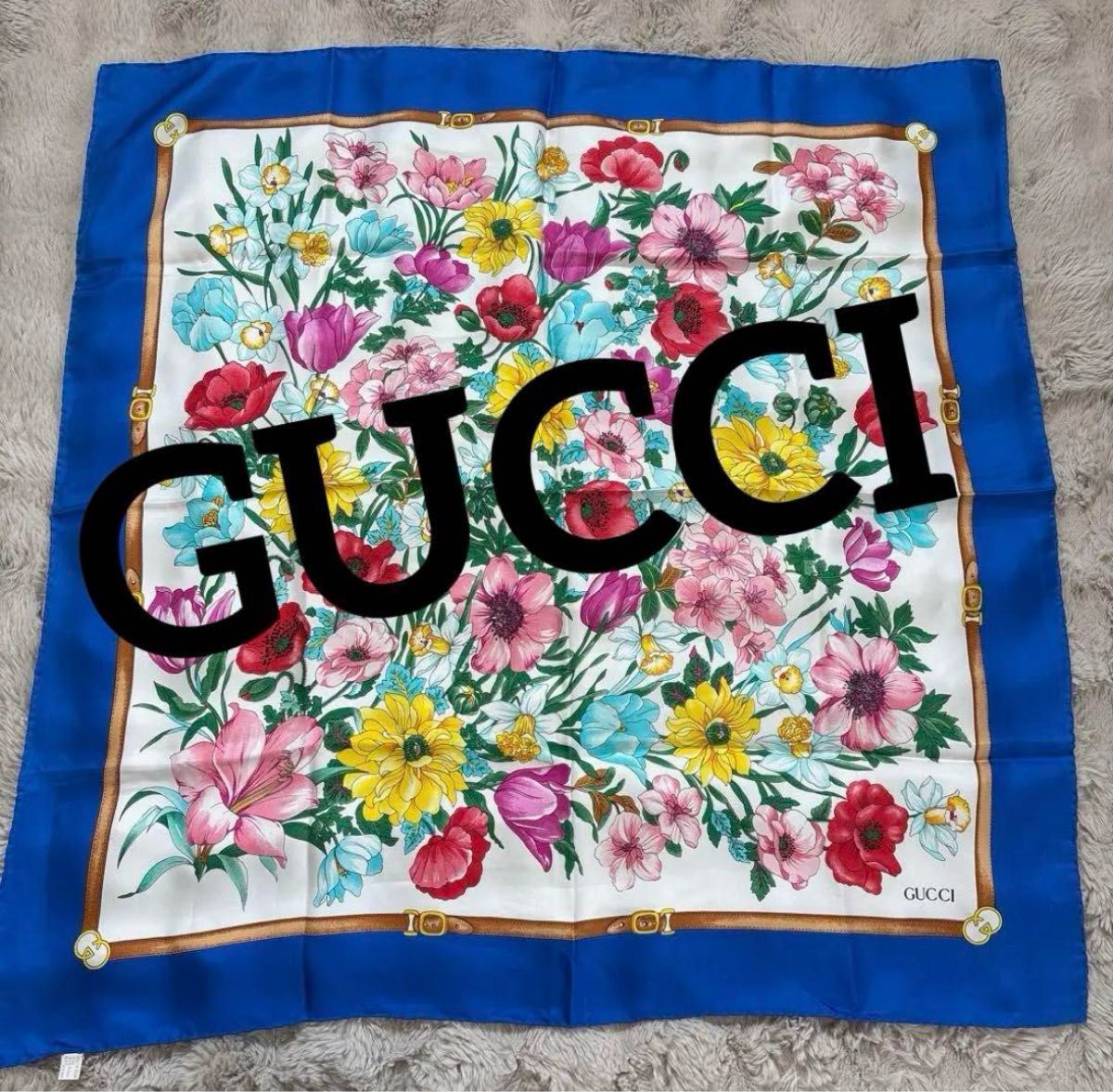 GUCCI 花柄　スカーフ ライトグリーン　グッチ　花　正規品　大判 GUCCI グッチ 大判ロングスカーフ 花柄 フラワー シルク ライト