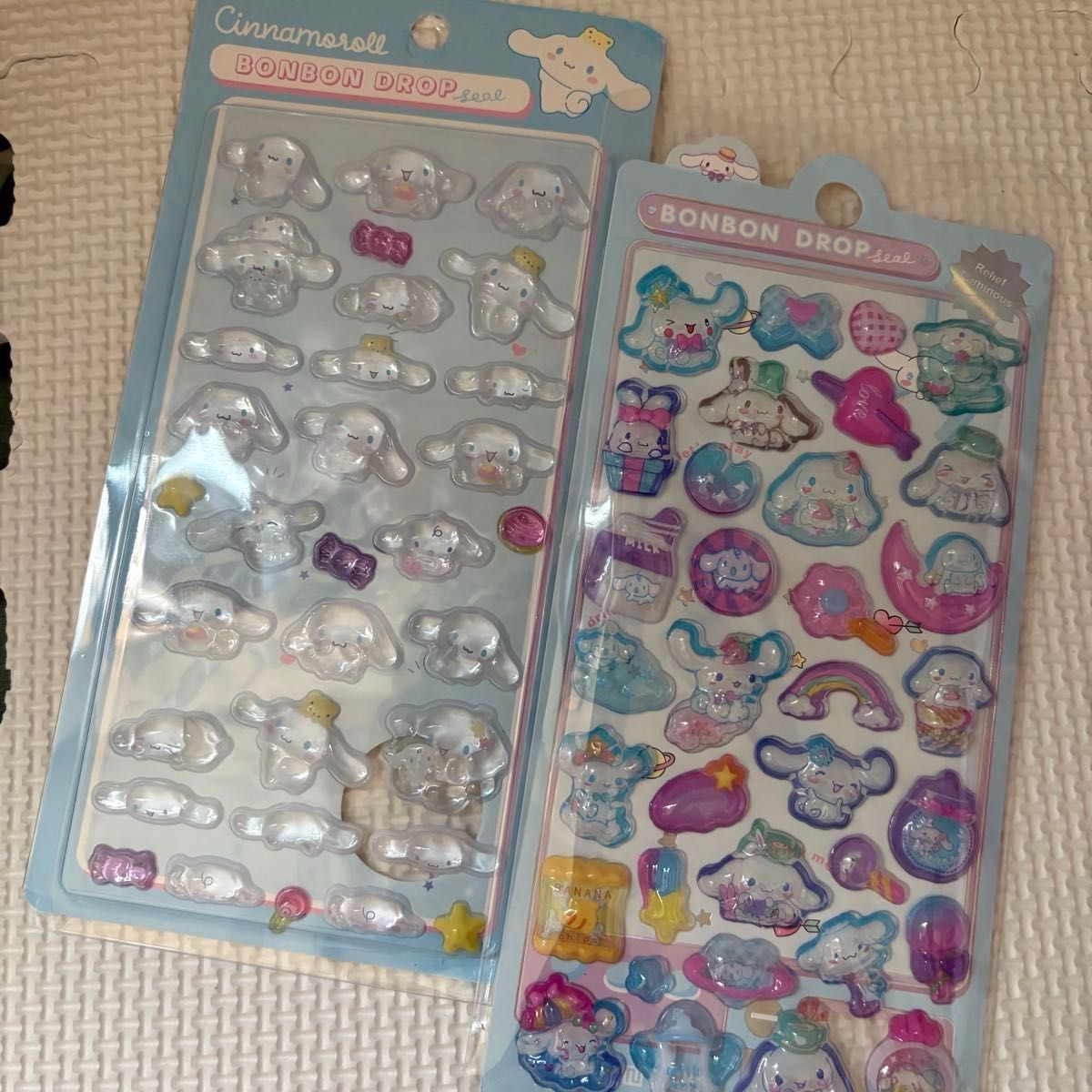 キラキラオーロラ ラブブ ぷくぷくシール 立体シール 3Dシール 2枚