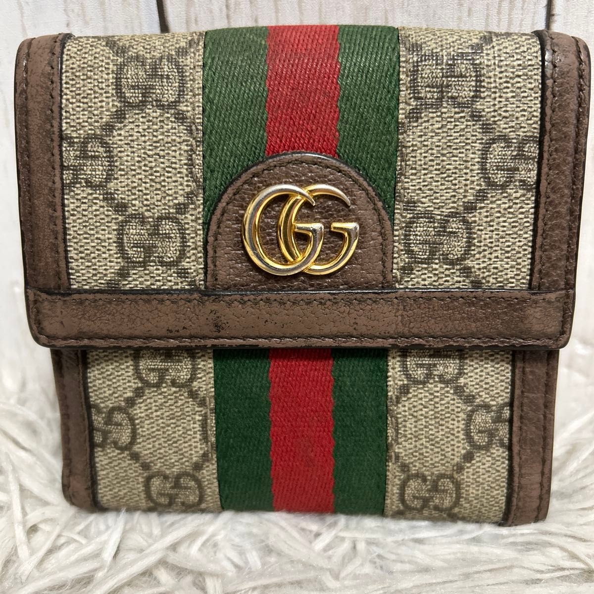 グッチ オフィディア 長財布 シェリーライン ストライプ GGマーモント 
