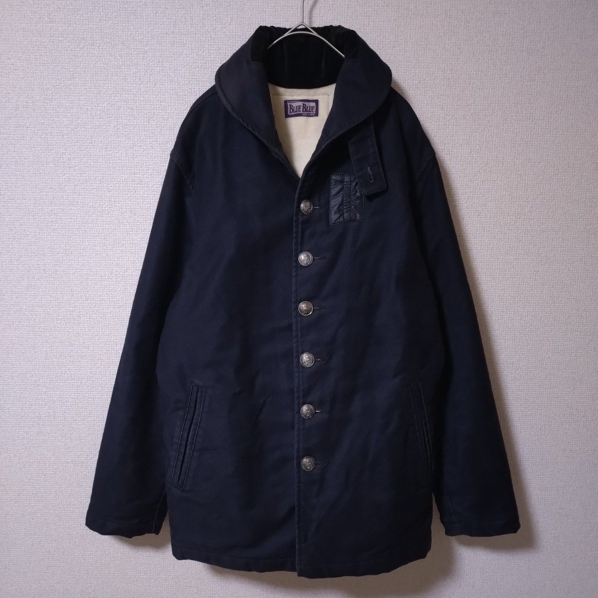 BLUE BLUE ブルーブルー 肉厚 圧縮ニット ヘビーウール ロゴピスネーム 