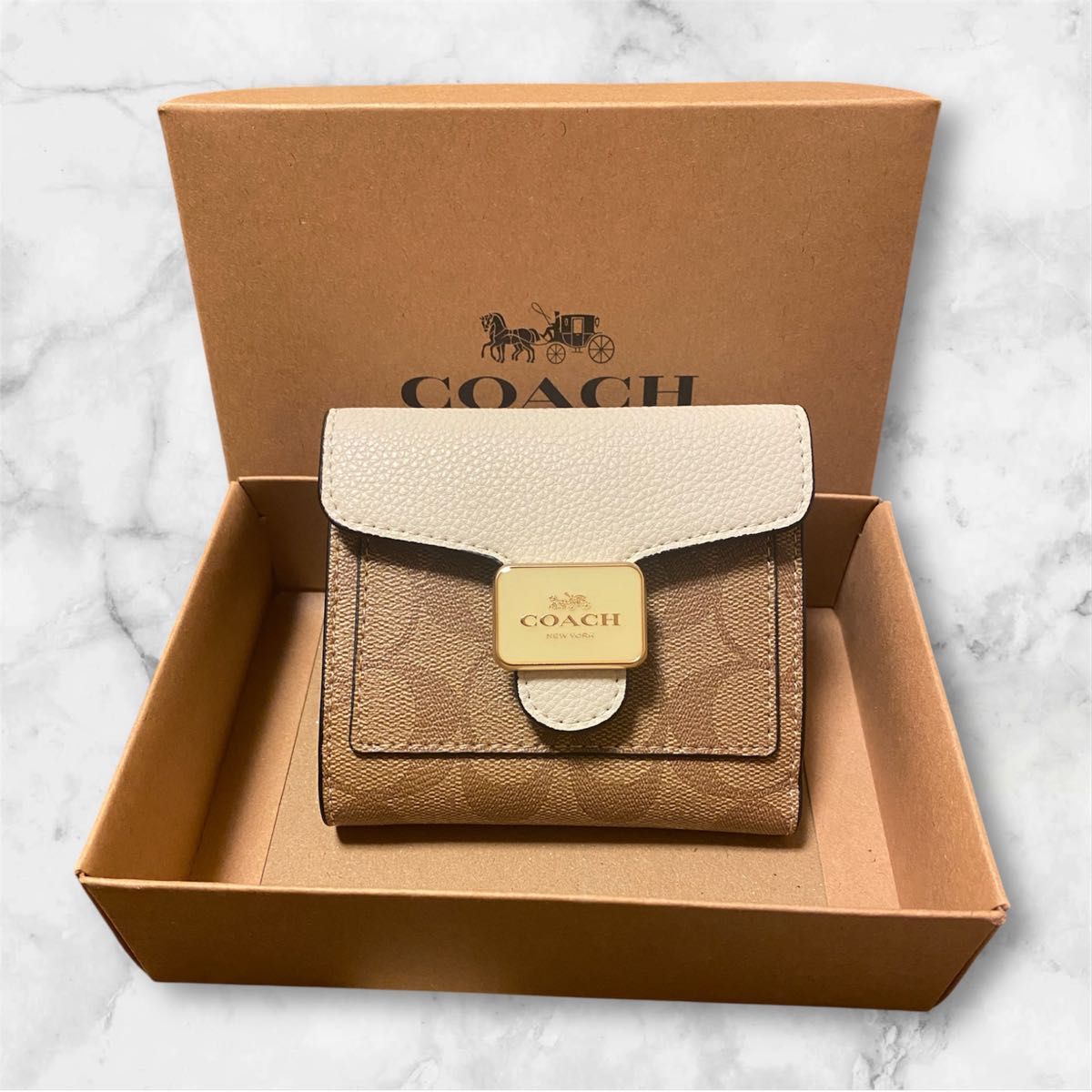 COACH コーチ 二つ折り財布 アイボリー 箱付 | Shop at JDirectItems