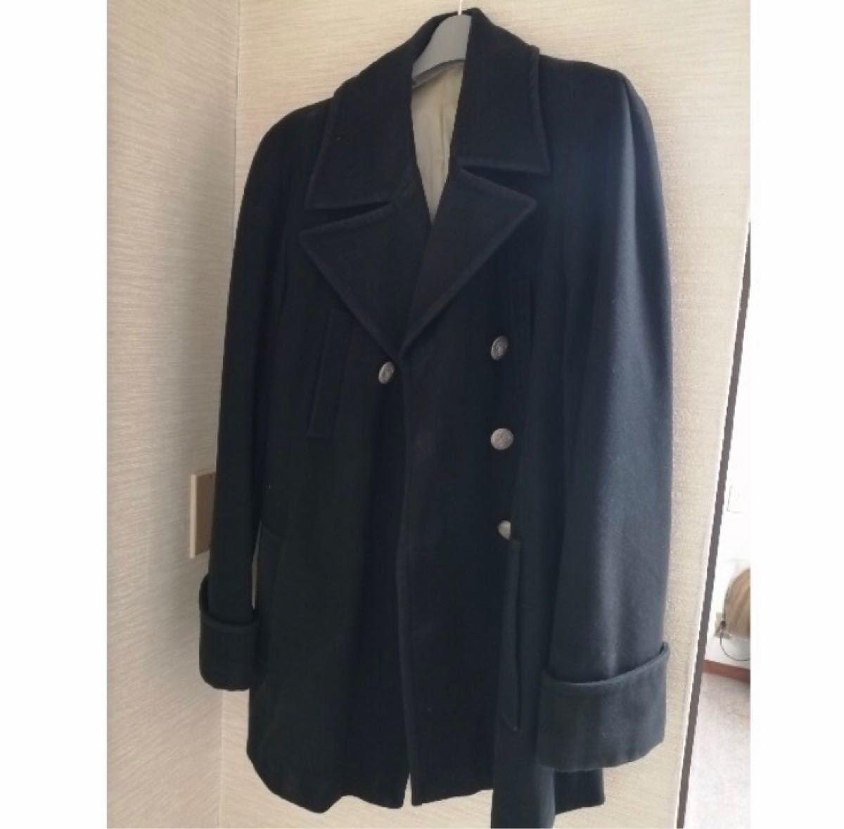 Vivienne Westwood 銀オーブボタンの綿Pコート メンズ 黒
