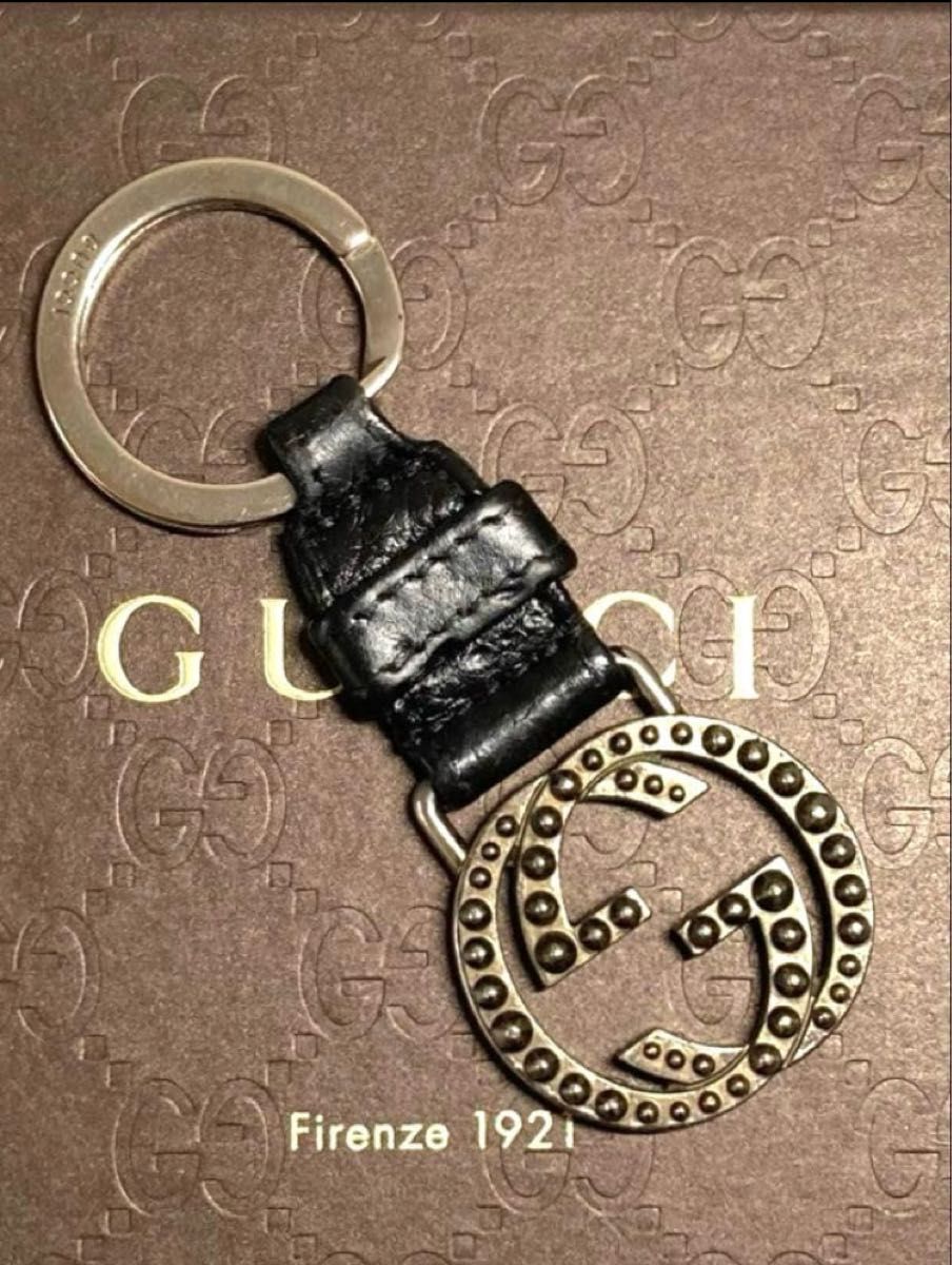 GUCCI グッチ キーホルダー キーリング シマ GGロゴ ブラック チャーム